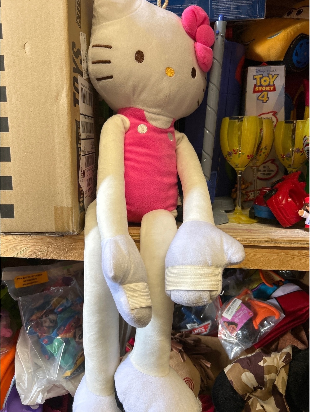 Sanrio Hello Kitty Plush Doll Pink Overalls 30 Inch